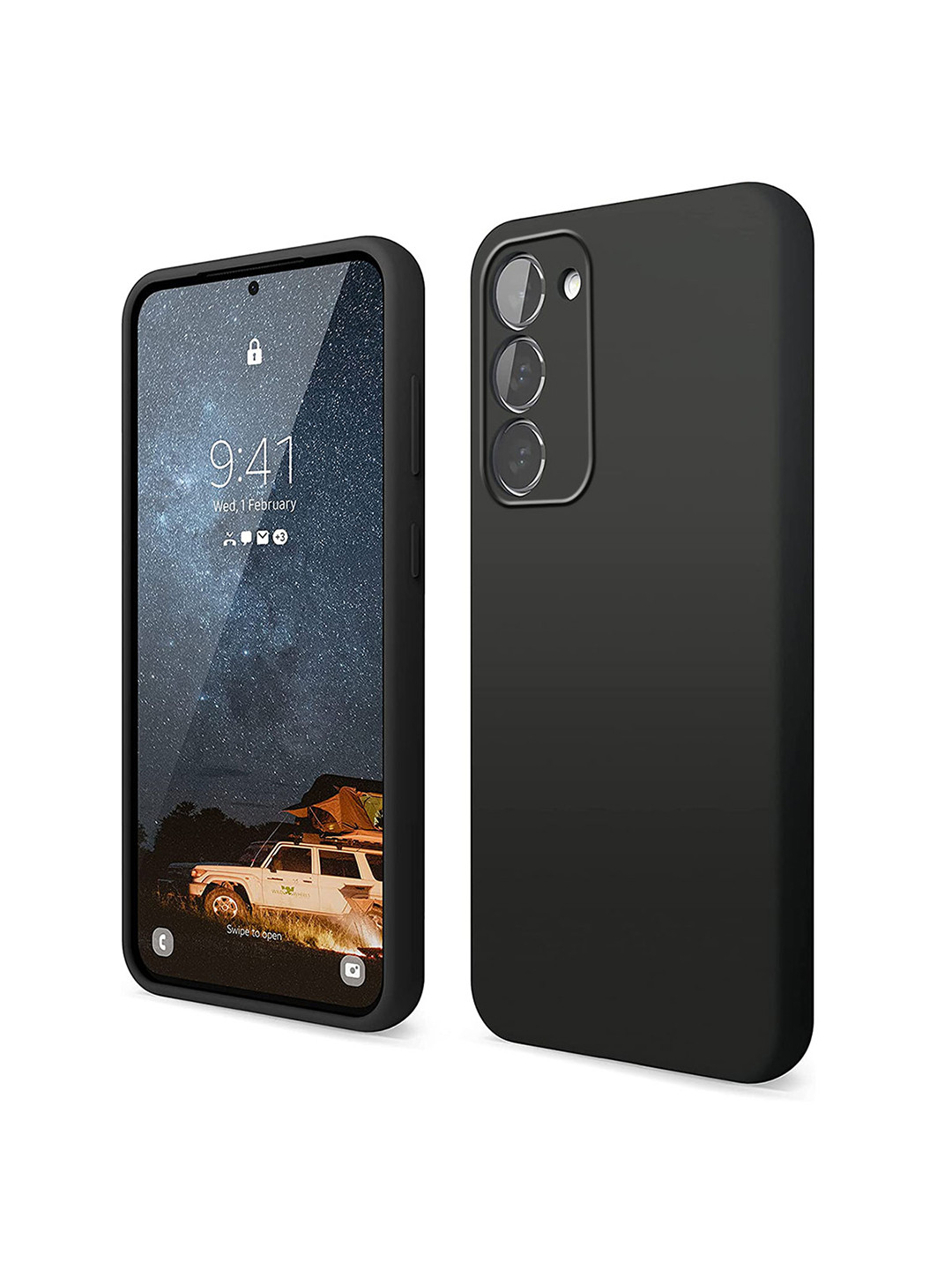 LIRAMARK Black Samsung Galaxy S23 Plus 5G  Liquid Silicone Soft Back Cover Case