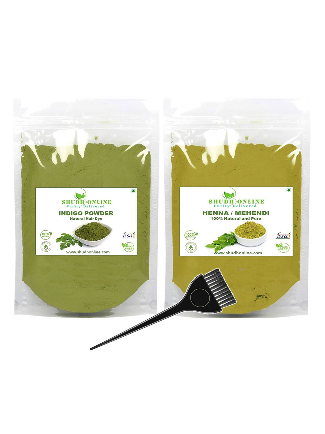 Shudh Online Set Of 2 Organic Indigo & Henna Powder Hair Color For Grey Coverage-100g Each