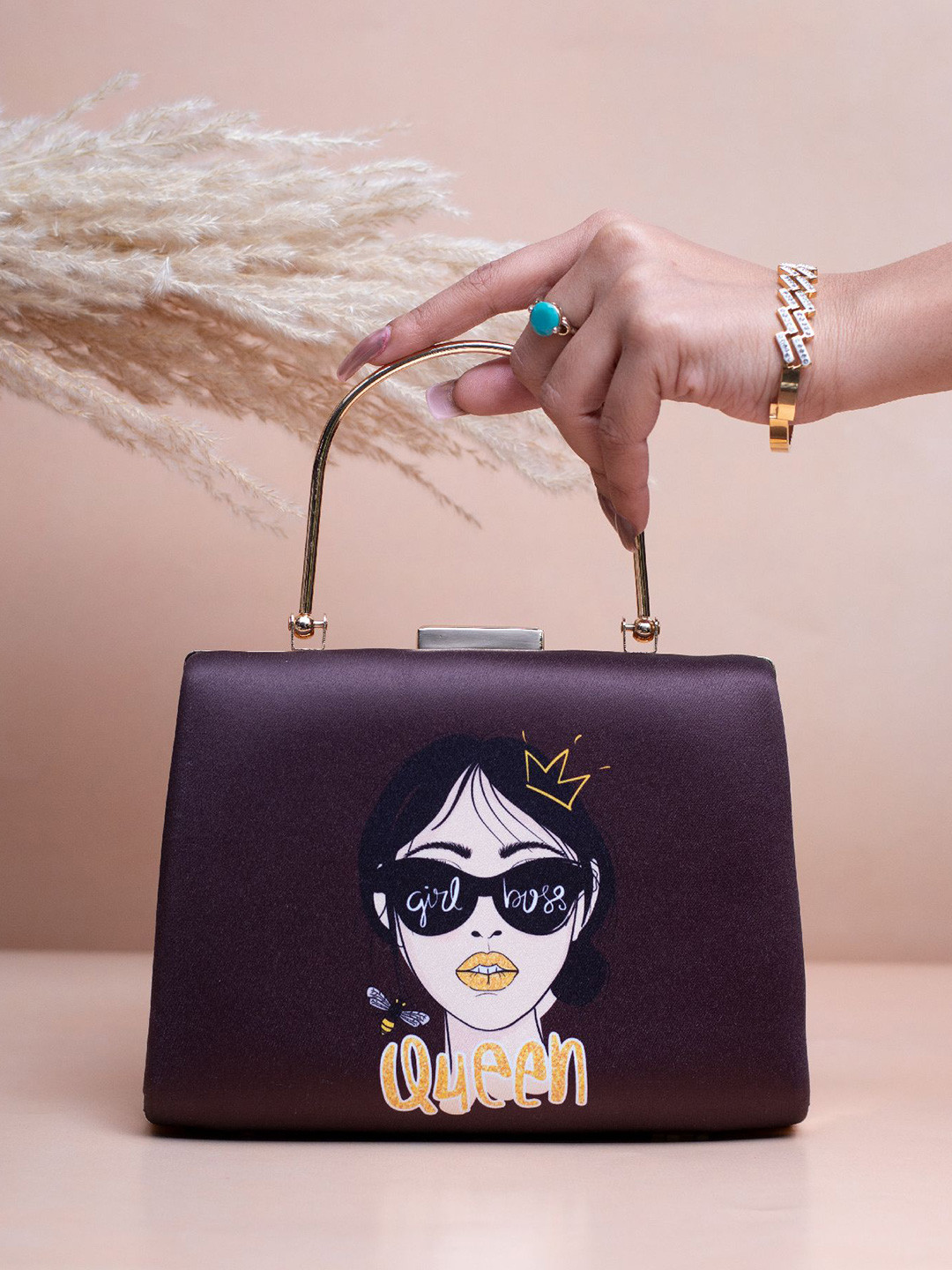 ARTKLIM Girl Boss Printed Box Clutch