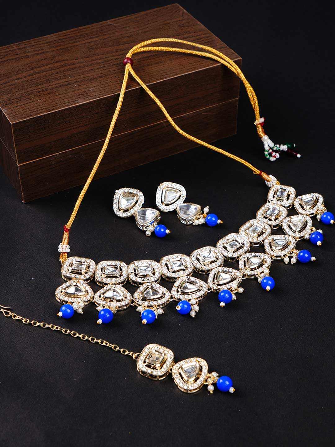 Bamboo Tree Jewels Silver-Plated American Diamond Studded Jewellery Set