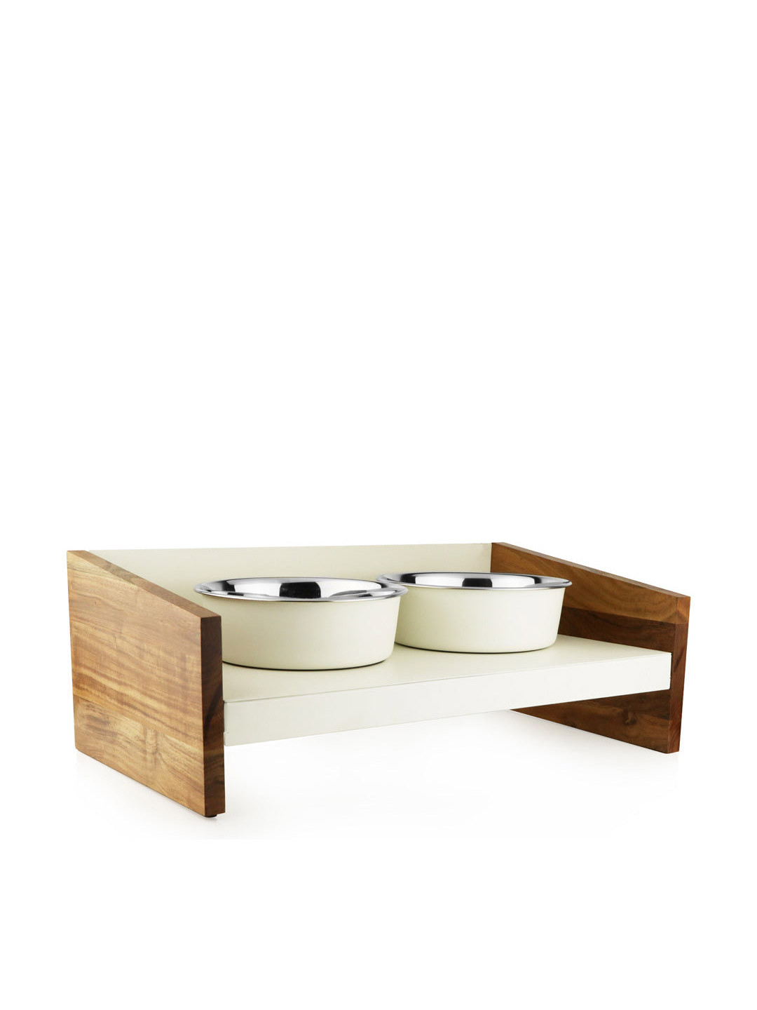 Pawpourri - Fine Living For Your Pets White & Brown Magnetic Elevated Dog Diner