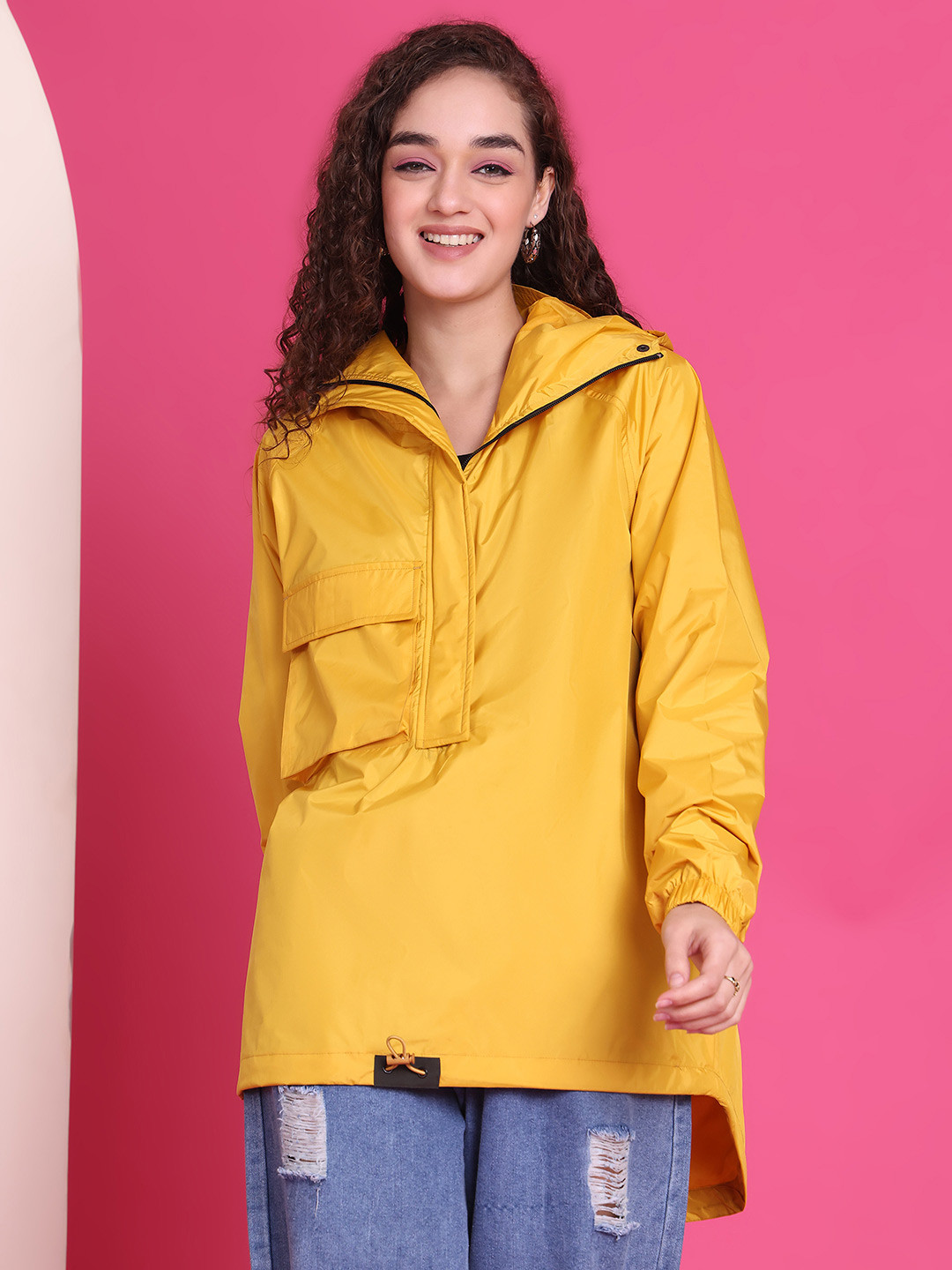 HOUSE OF VEDAS Women Solid Hooded Waterproof Windcheater