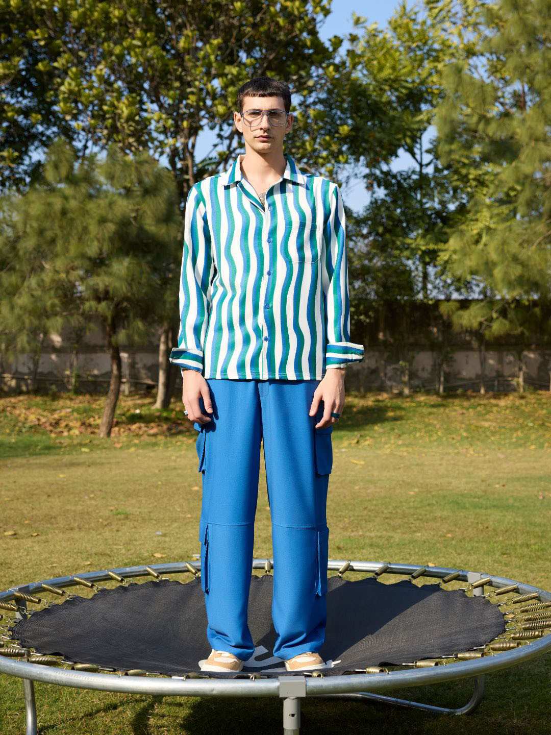 Muvazo Wave Printed Shirt & Cargo Trouser Co-Ord Set