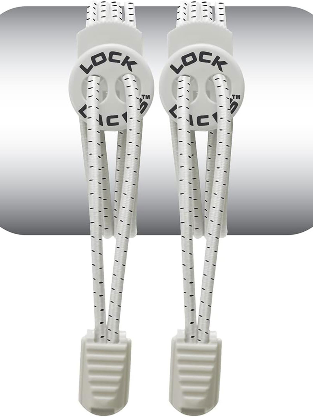 Lock Laces White Elastic Shoe Laces