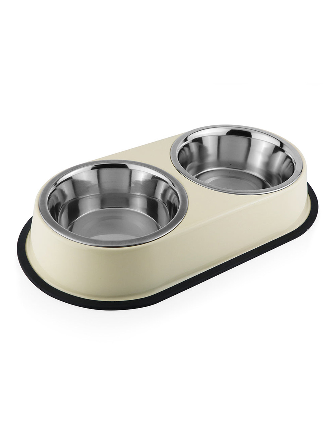 Pawpourri - Fine Living For Your Pets Cream-Colored & Black Home Double Diner Set