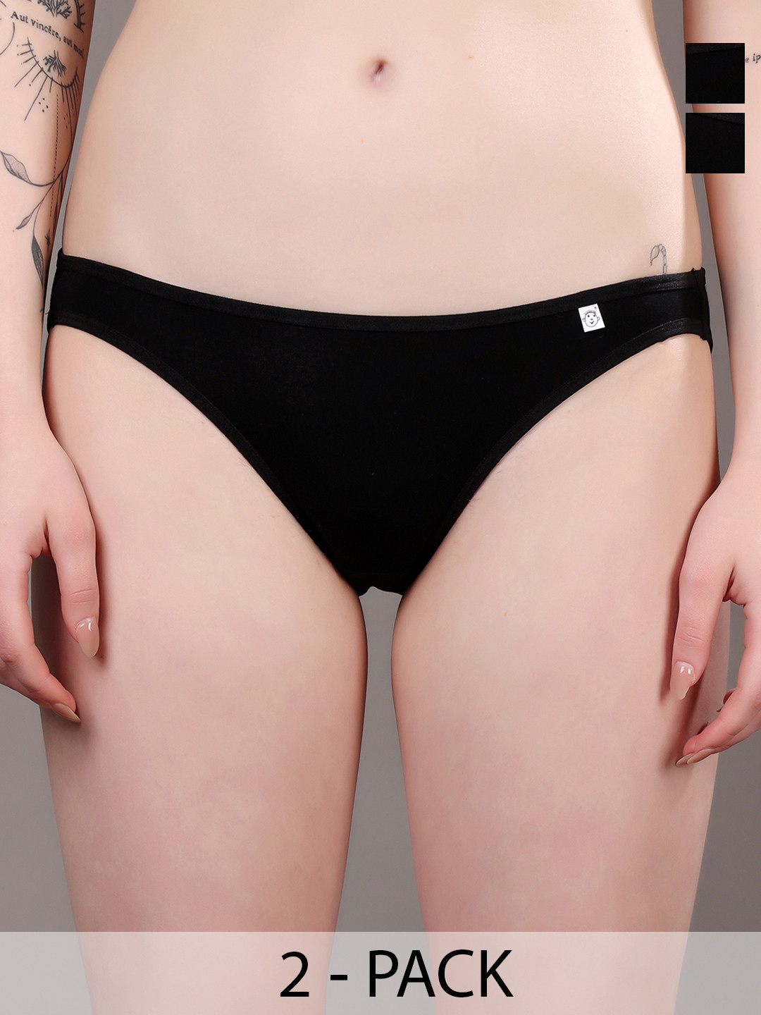 Louis Bayrad Pack Of 2 Anti Microbial Plus-Size Bikini BriefsLB 1034 Black Pack 2