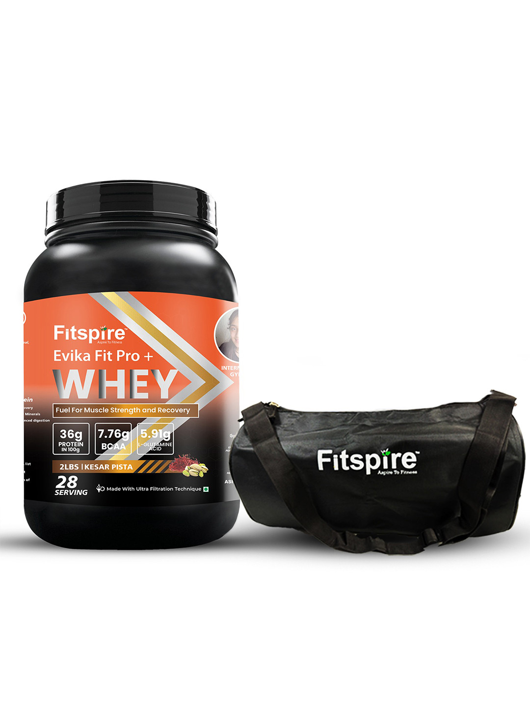 FITSPIRE Set Of 2 Evika Fit Pro Plus Whey Protein With Bag - Kesar Pista - 907 g