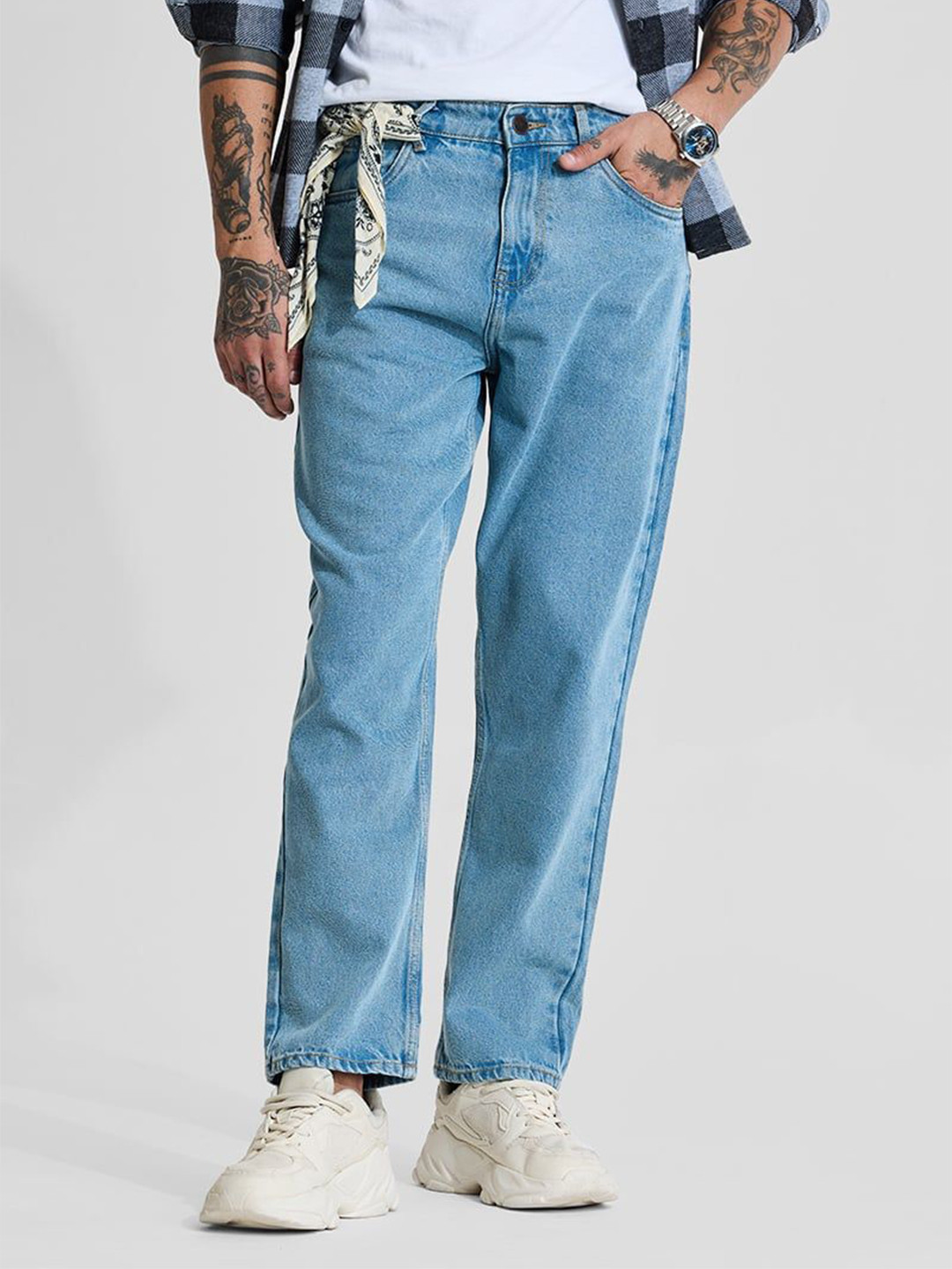 Snitch Men Snitch Light Blue Baggy Fit Jeans