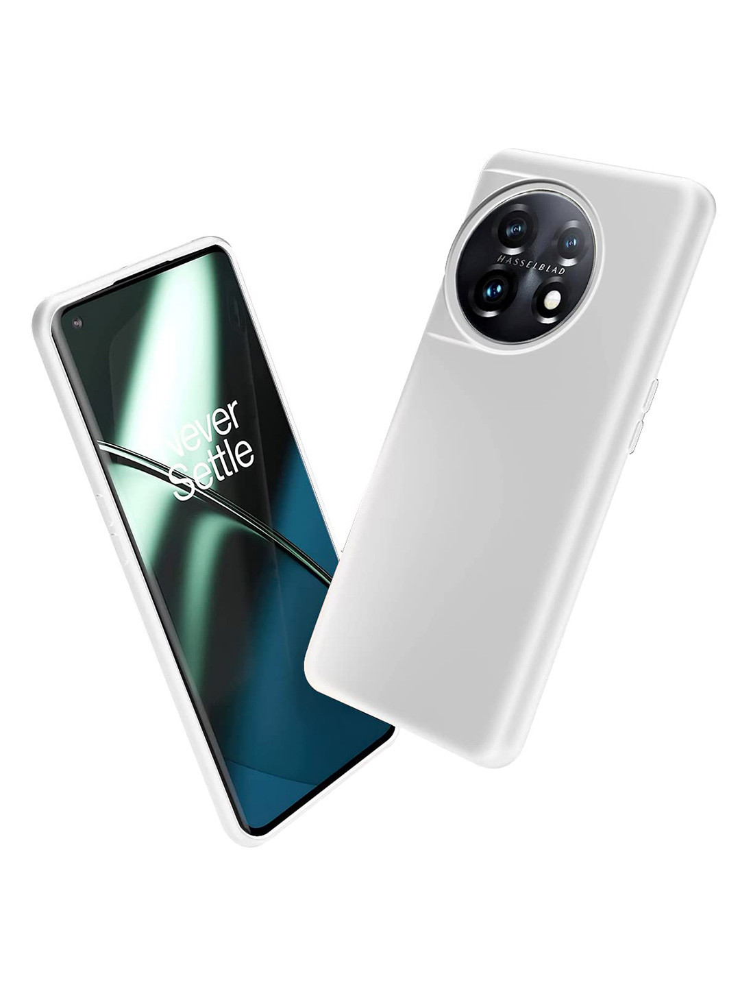 LIRAMARK White OnePlus 11 Liquid Silicone Soft Back Cover