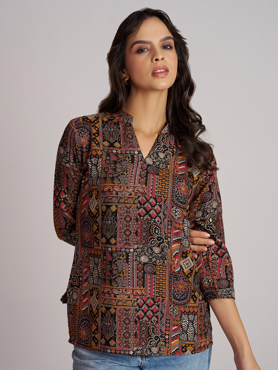 BerryBird Ethnic Motifs Print Ethnic Top
