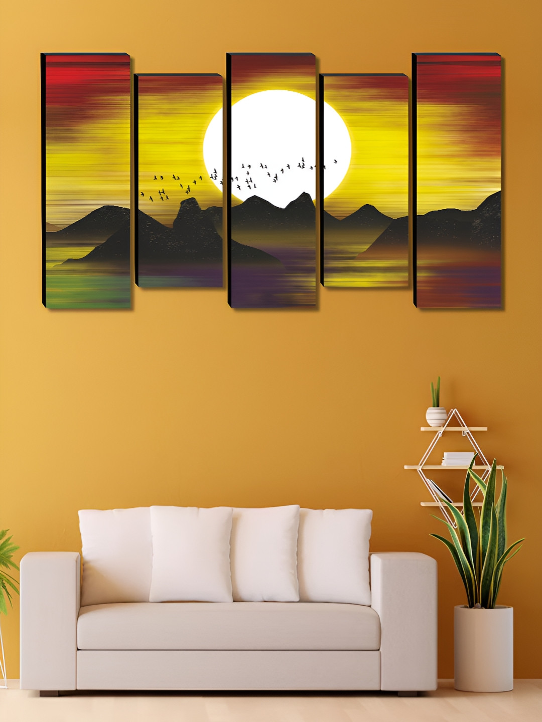 Myntra Elegant Homes Elegant Nature Wood 5 Piece Rectangle Paintings Wall Art - 18 x 30 in