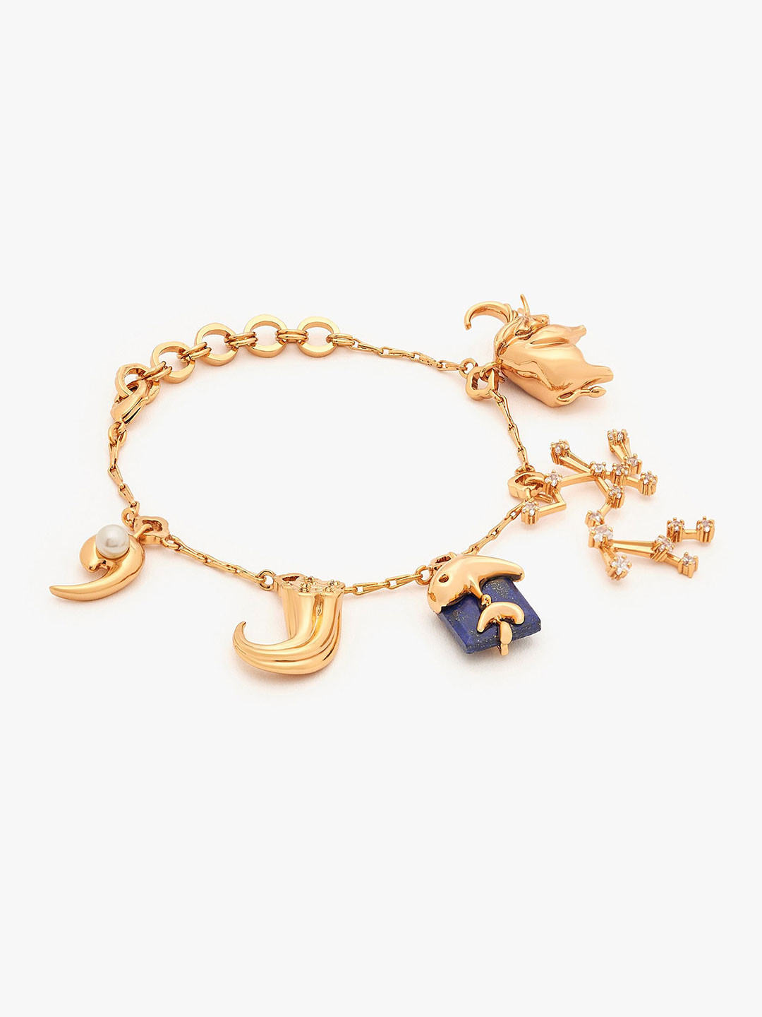 Outhouse 22K Gold-Plated Lapis Lazuli Sagittarius Charm Bracelet