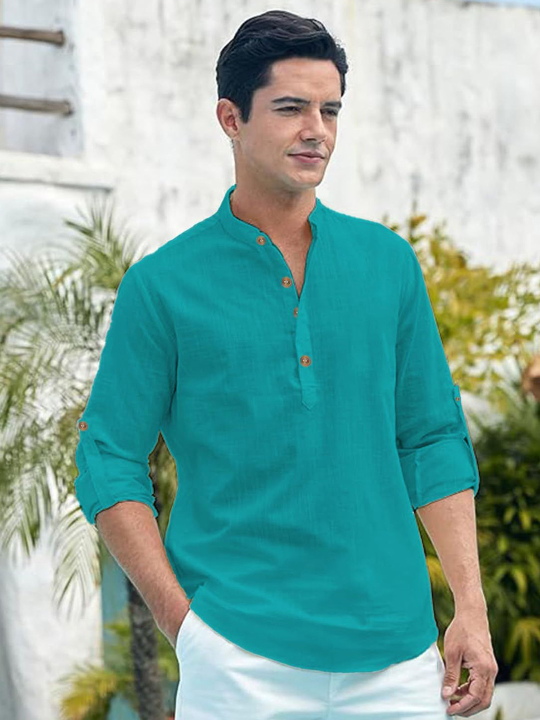 EdinWolf Men India Slim Fit Mandarin Collar Solid Cotton Casual Kurta