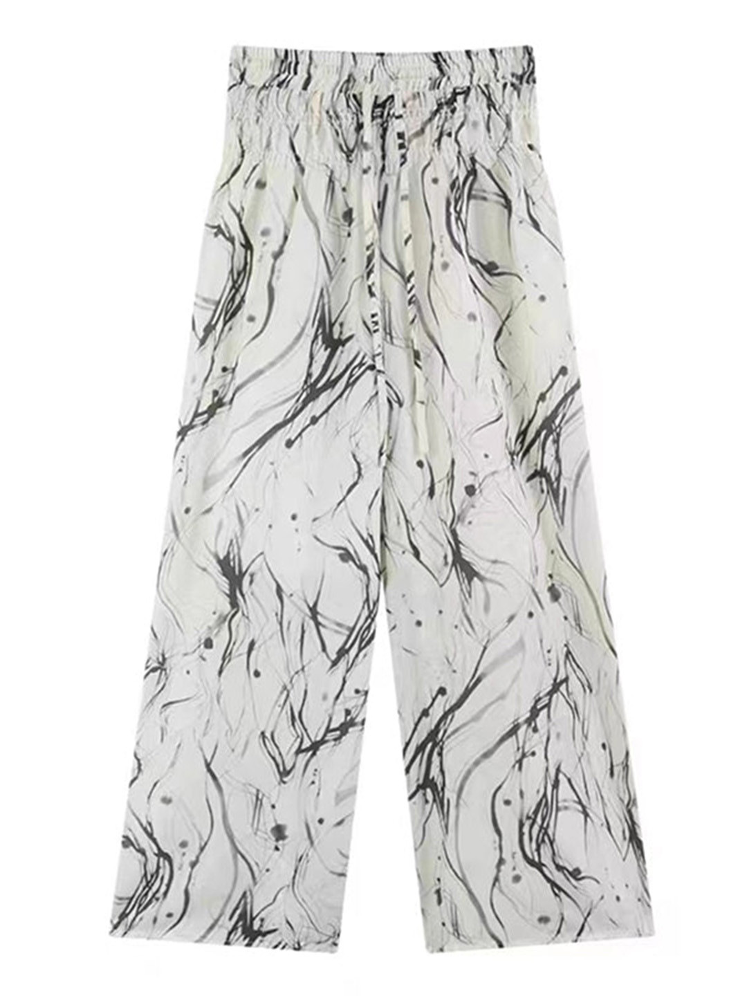 Outzidr Off White Marble Printed Pants