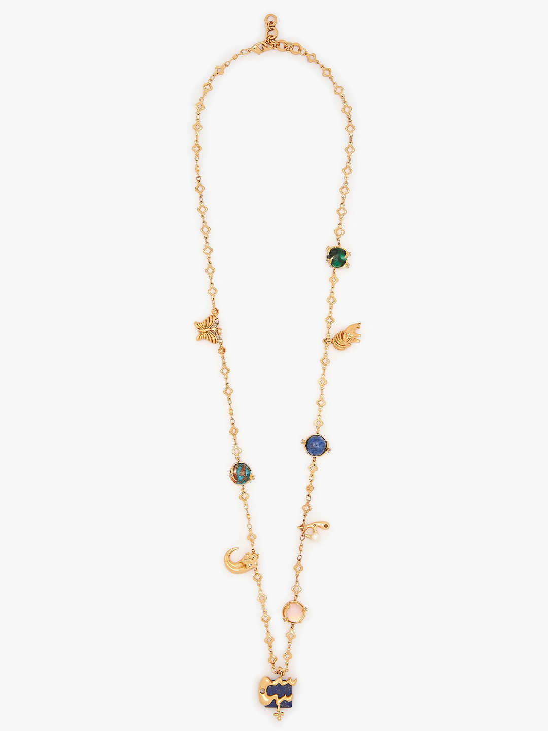 Outhouse Aquarius Vintage Celestial Halo 22K Gold-Plated Lapis Lazuli Studded Chain