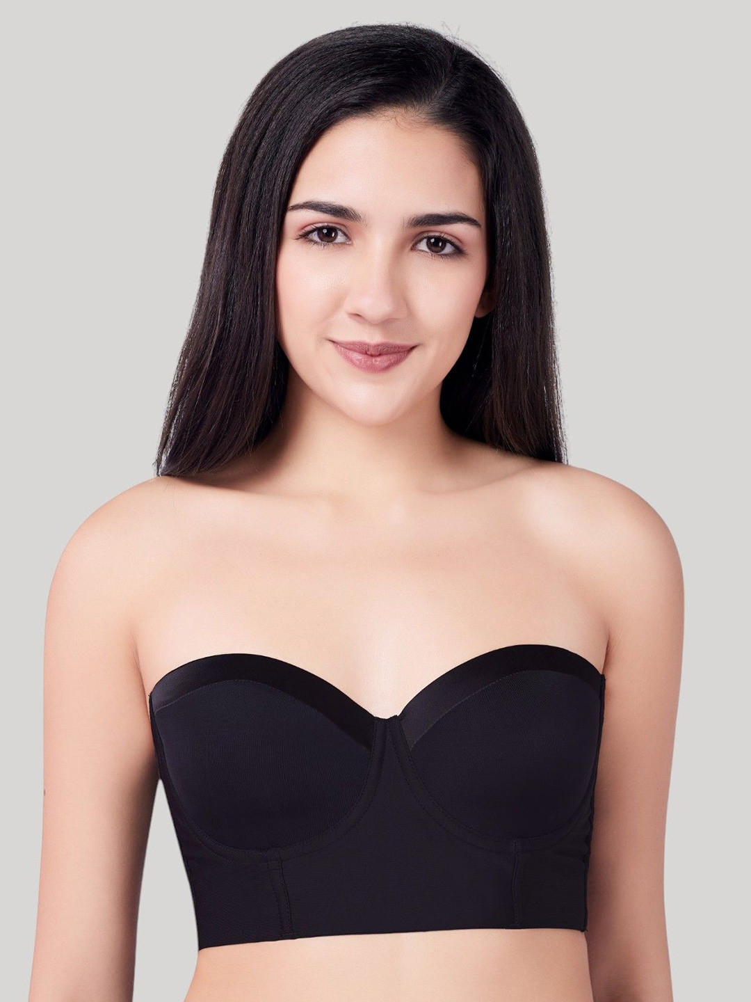 PLUMBURY Medium Coverage Underwired Lightly Padded Bandeau Strapless Bra