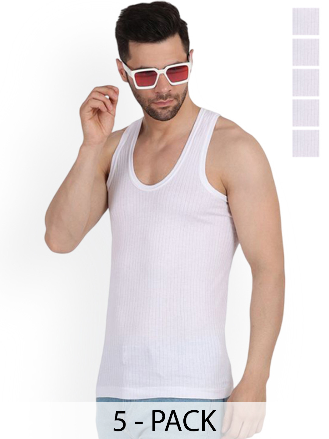 EAZY Men Pack Of 5 Parker Round Neck Vest