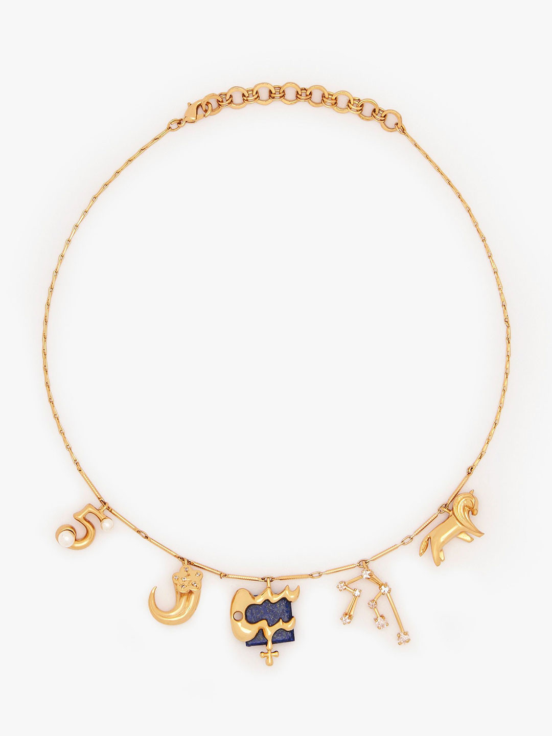 Outhouse Aquarius Vintage 22K Gold-Plated Lapis Lazuli Studded Chain