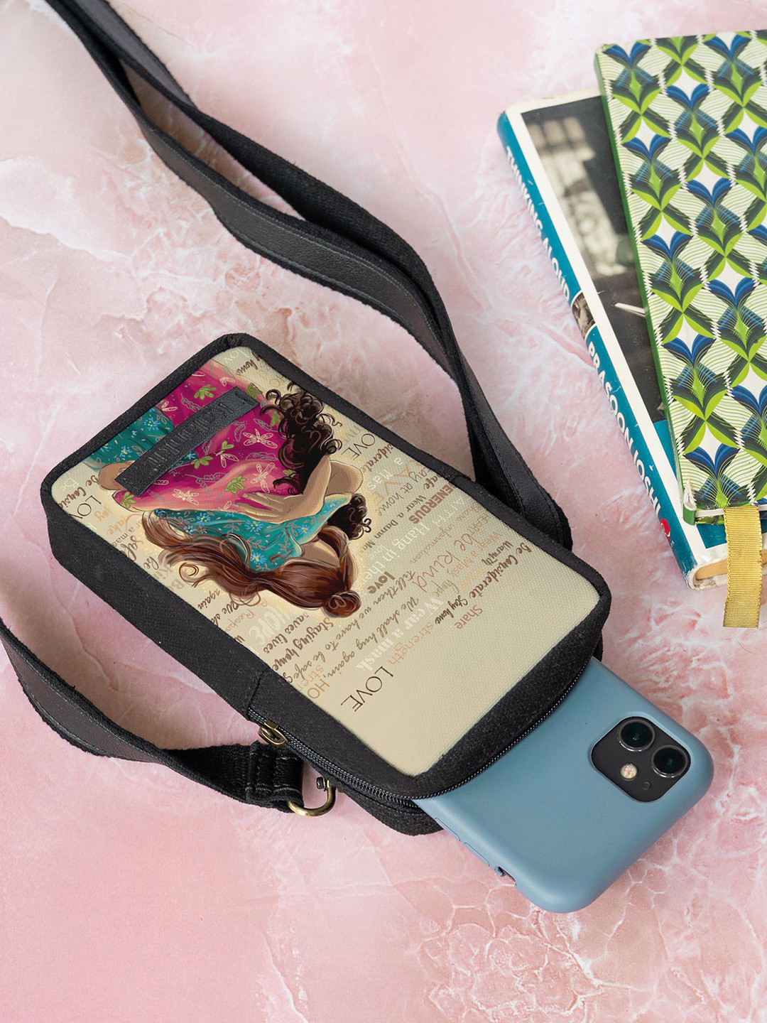 Kalankit Abstract Printed Mobile Sling Pouch