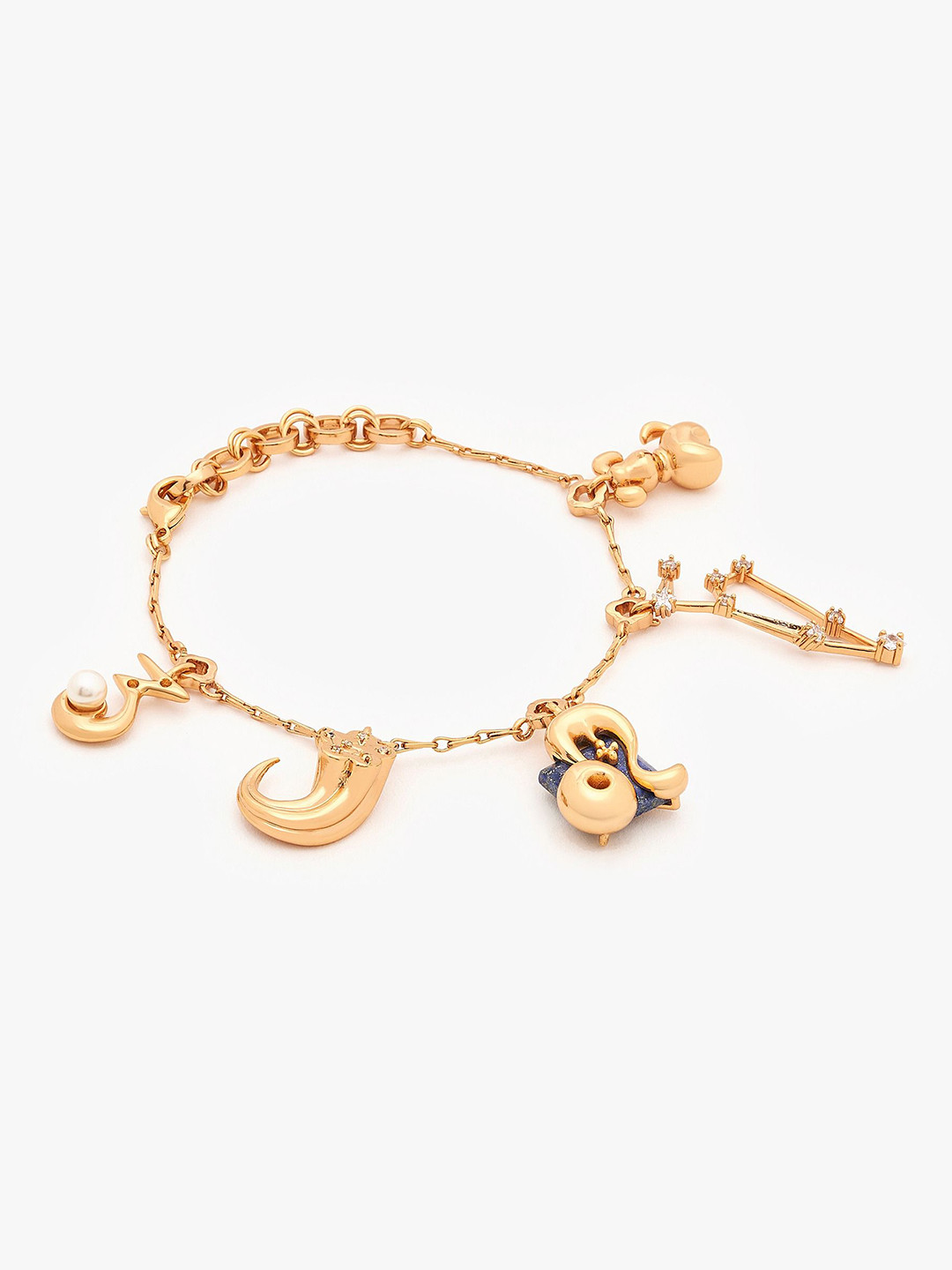 Outhouse 22K Gold-Plated Lapis Lazuli Leo Charm Bracelet