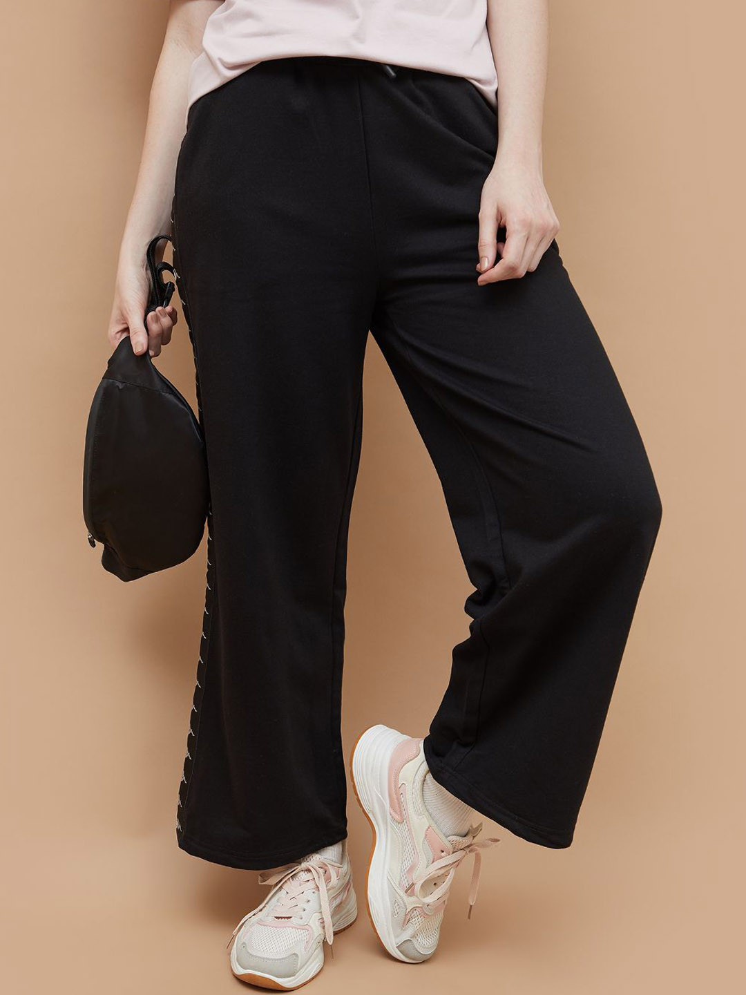 Kappa Women Loose Fit Mid-Rise Cotton Parallel Trouser
