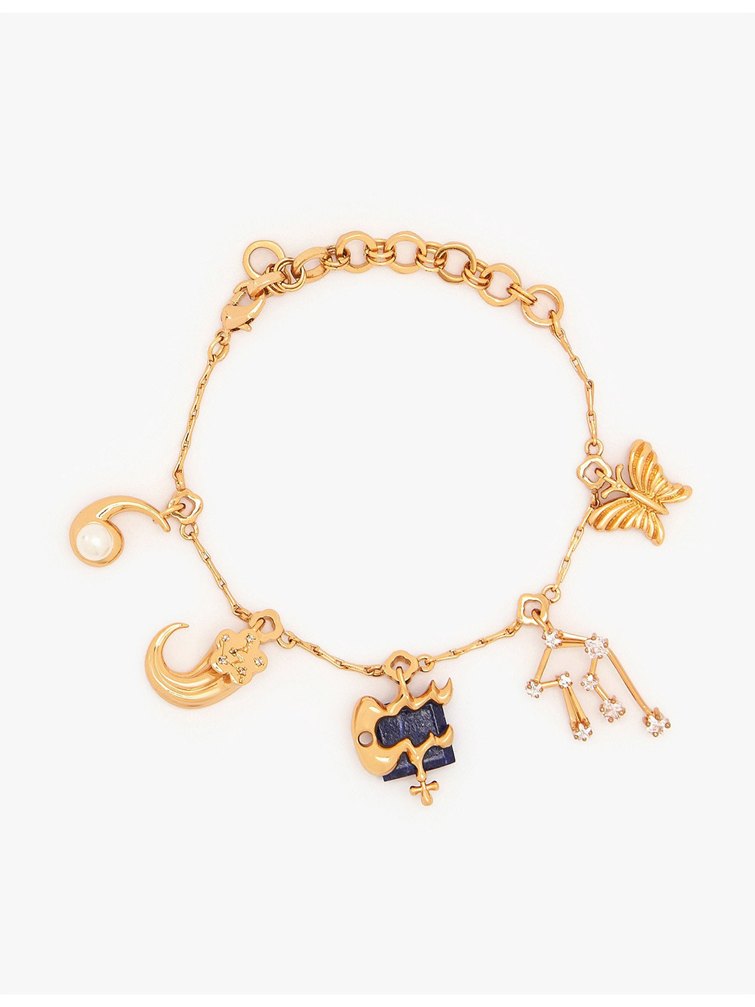 Outhouse 22K Gold-Plated Lapis Lazuli Aquarius Charm Bracelet