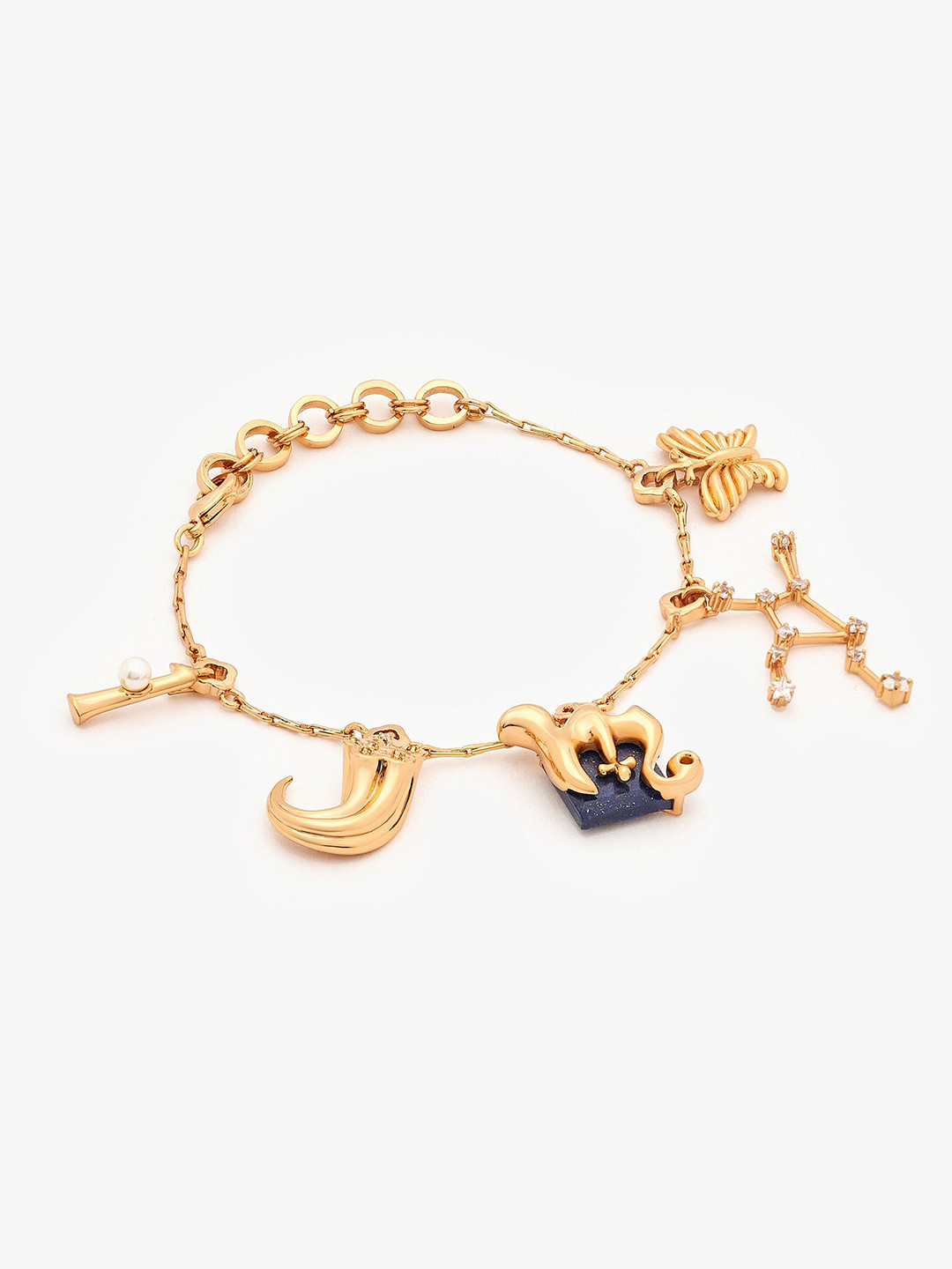 Outhouse 22K Gold-Plated Lapis Lazuli Scorpio Charm Bracelet