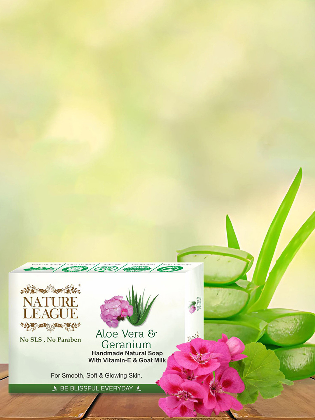 NATURE LEAGUE Set Of 12 Aloe Vera & Geranium Skin Nourishing Natural Soap - 100 g Each