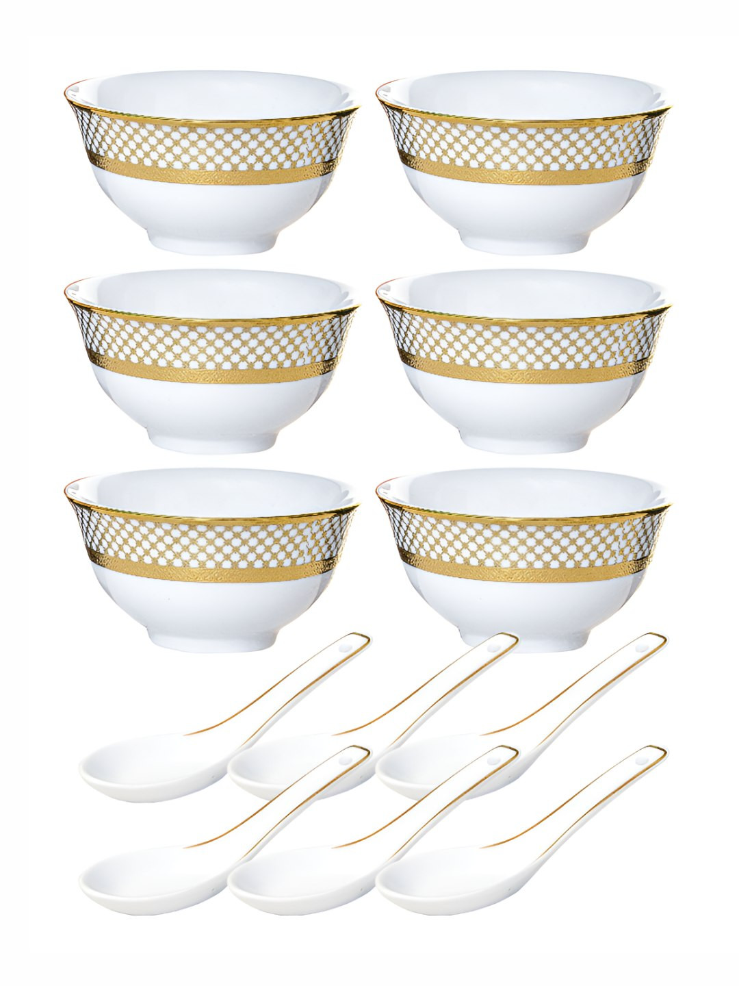 Roxx White 12 Pieces Porcelain Dishwasher Safe Serving Bowl
