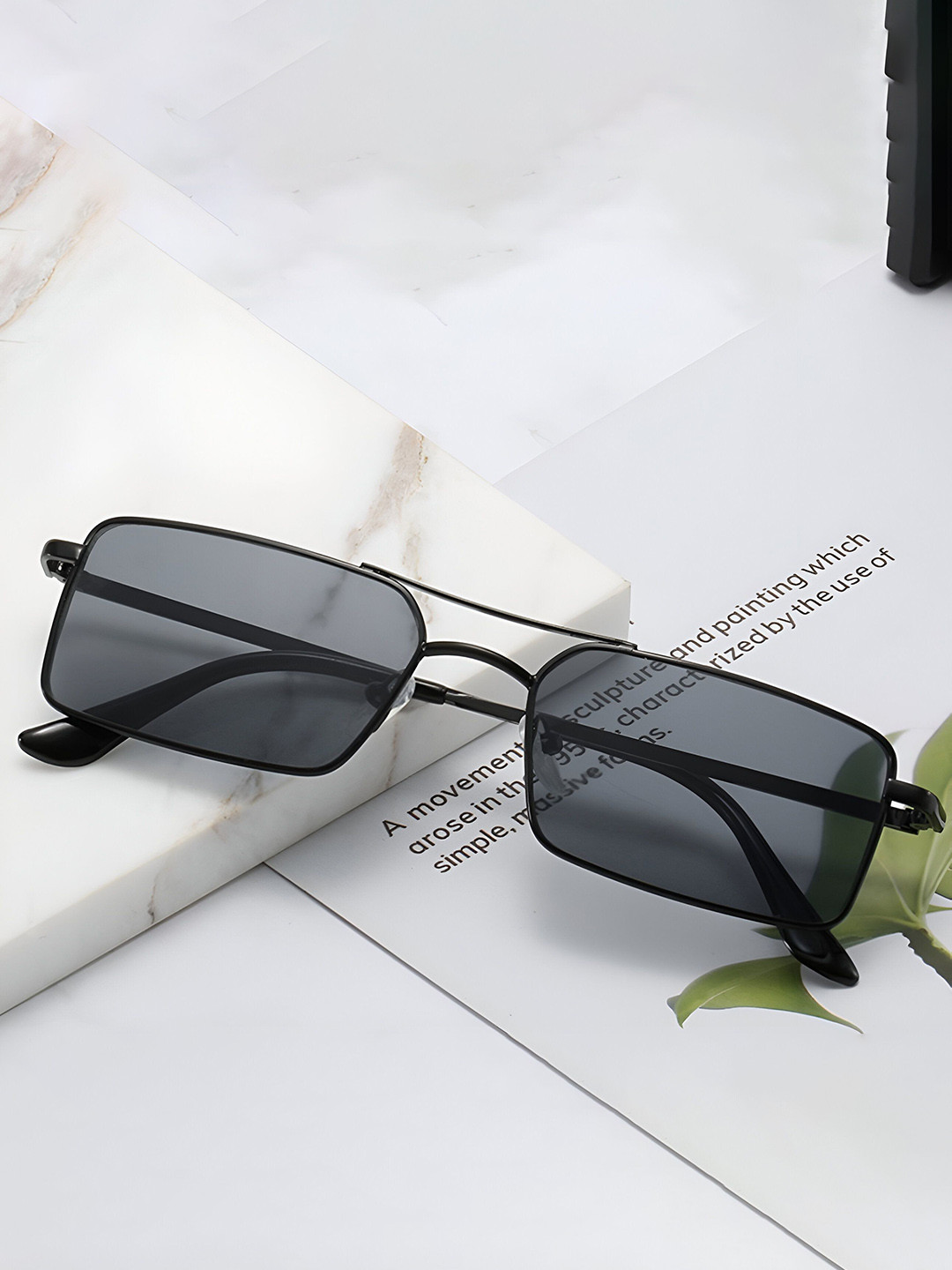 FUNGLASSES Unisex Rectangle Sunglasses  with UV Protected Lens karan aujhla FUL blk