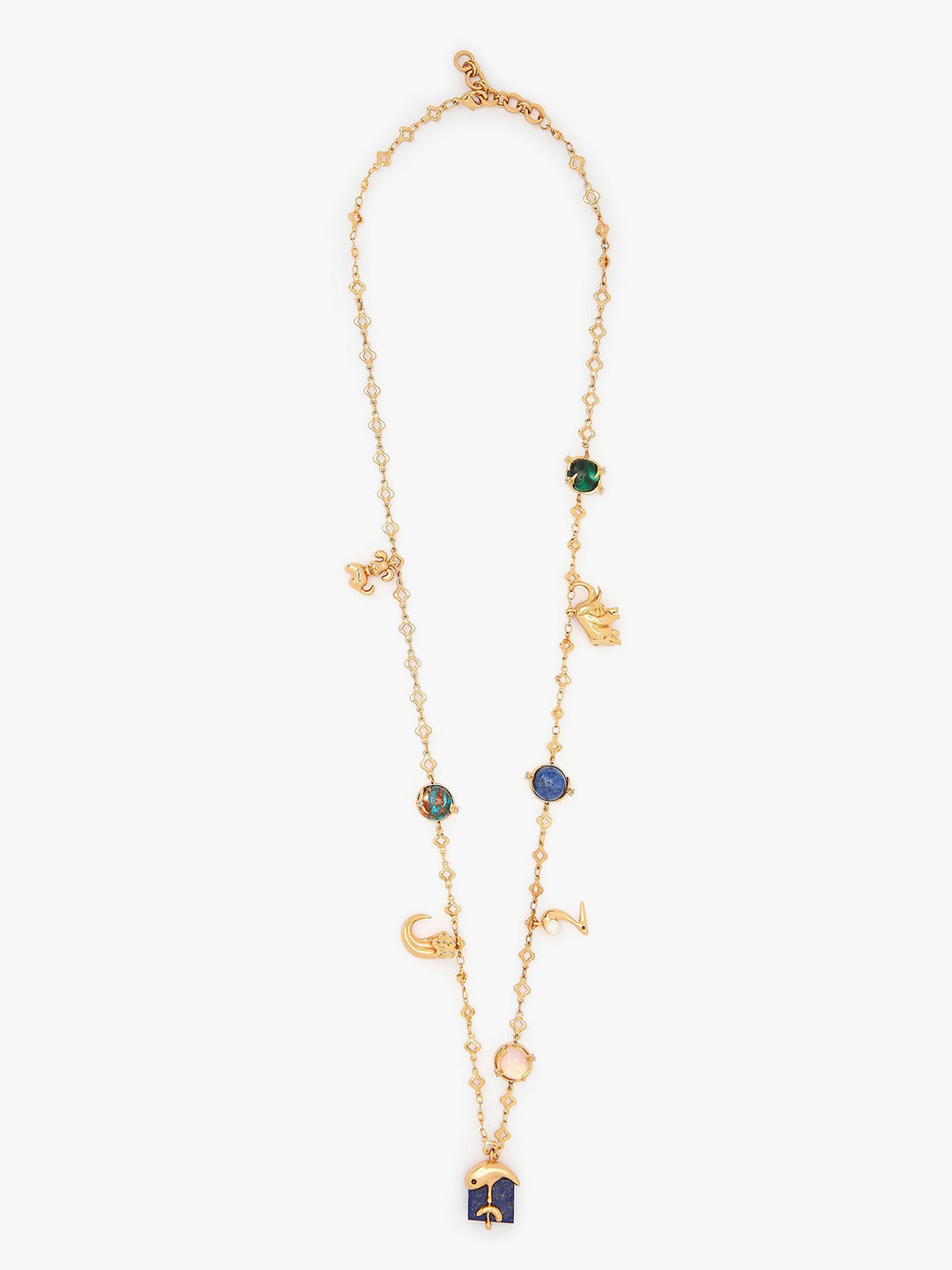 Outhouse Sagittarius Vintage Celestial Halo 22K Gold-Plated Lapis Lazuli Studded Chain