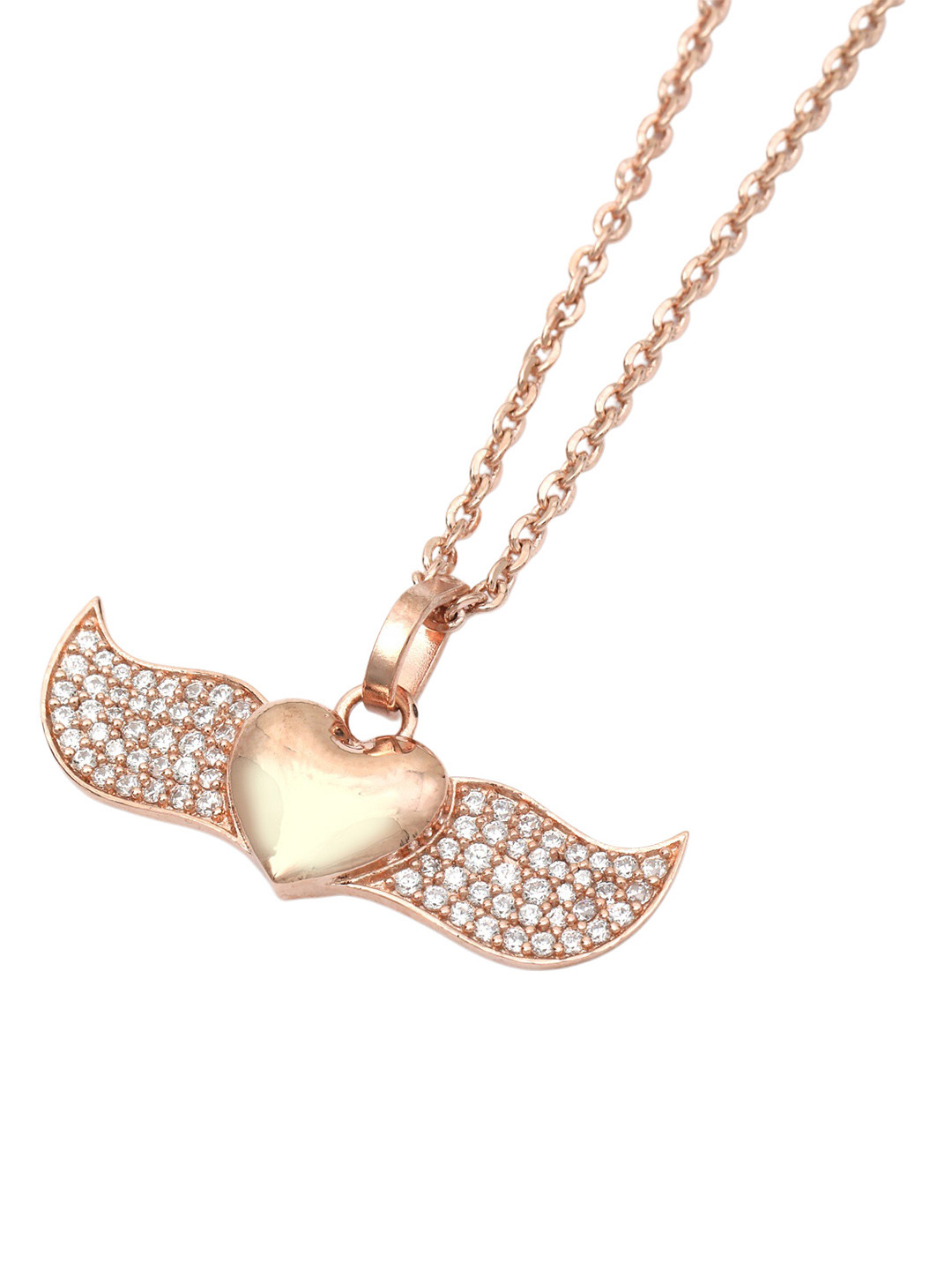 MAIRA 925 Sterling Rose Gold-Plated Heart Shaped Pendants With Chains