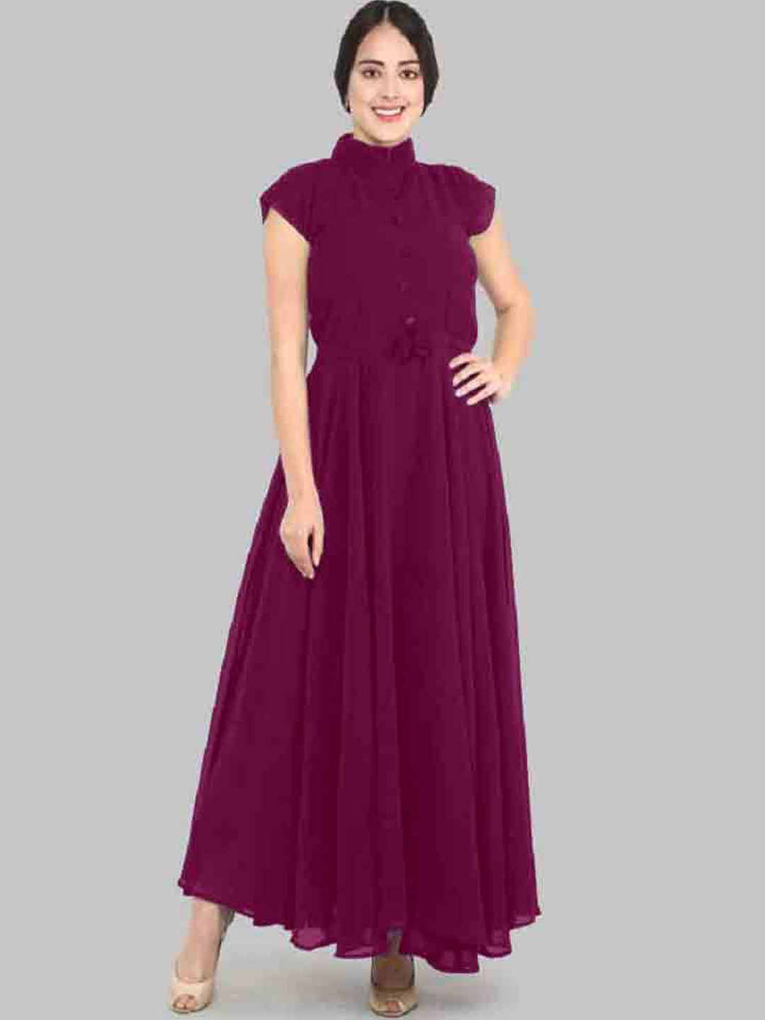 Jash Creation Bow Detail Georgette Maxi Dress