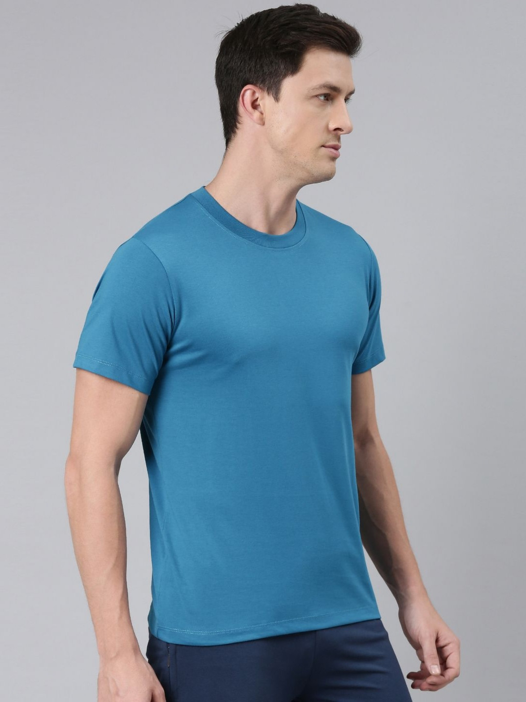 Rupa Jon Men Moisture Wicking Solid Round Neck Cotton T-shirt