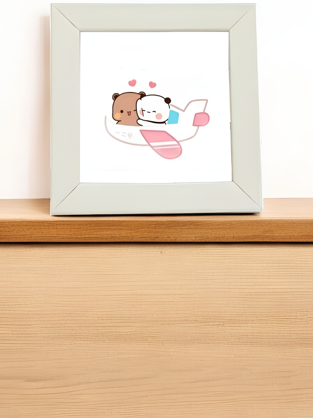 Anikmart White And Pink Self Design Table Top MDF Photo Frame