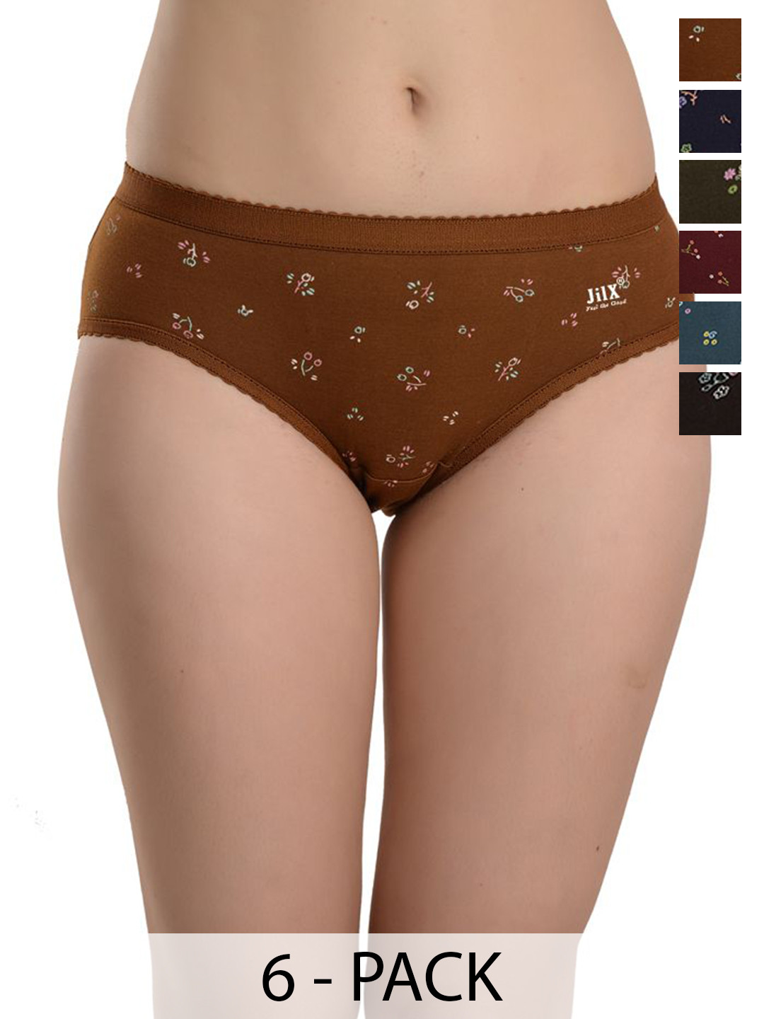 JIL X Pack Of 6 Printed Cotton Basic Briefs MY-JILX-PRO-PRINT-OE-6PC