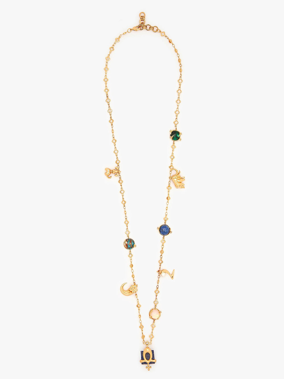 Outhouse Libra Vintage Celestial Halo 22K Gold-Plated Lapis Lazuli Studded Chain