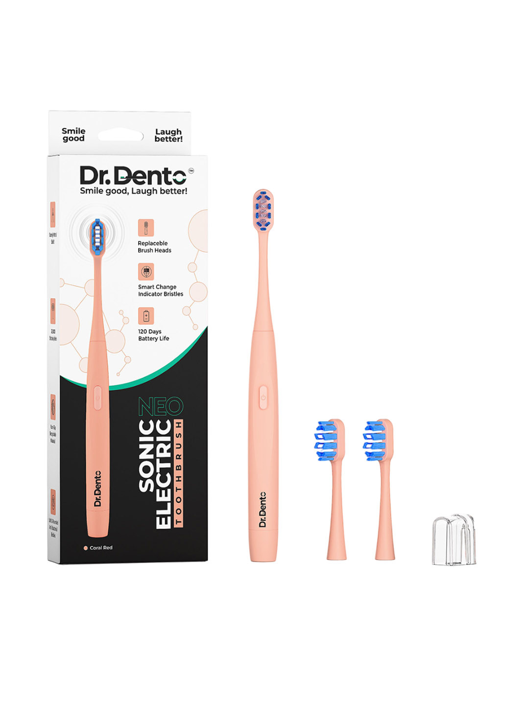 Dr.Dento Neo Sonic Electric Toothbrush - Coral Red