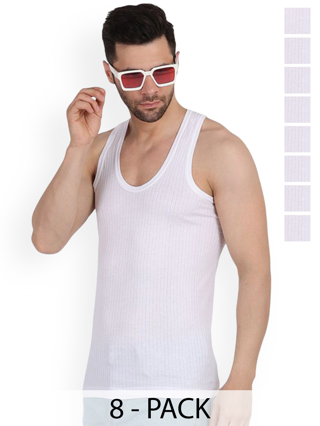 EAZY Men Pack Of 8 Parker Round Neck Vest
