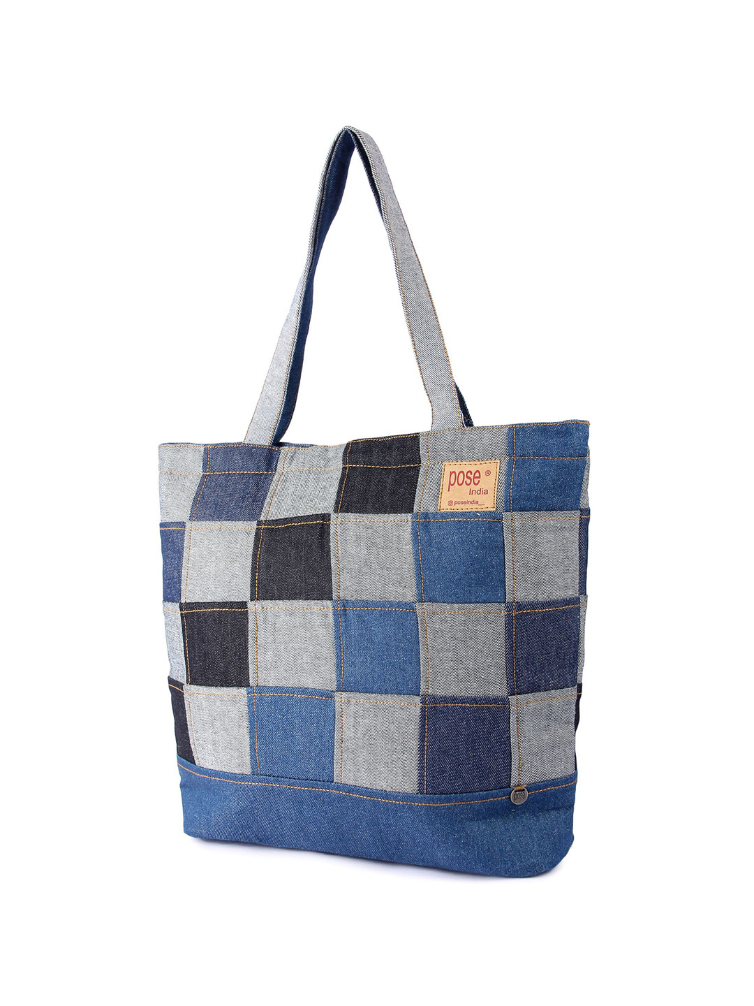 Pose india Unisex Checked Shopper Cotton Tote Bag