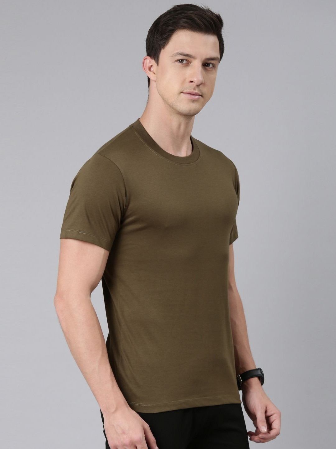 Rupa Jon Men Moisture Wicking Solid Round Neck Cotton T-shirt
