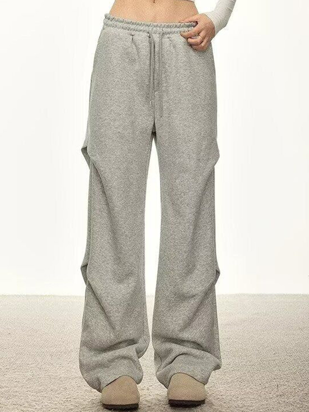 Outzidr Women Pin Tucked Grey Joggers