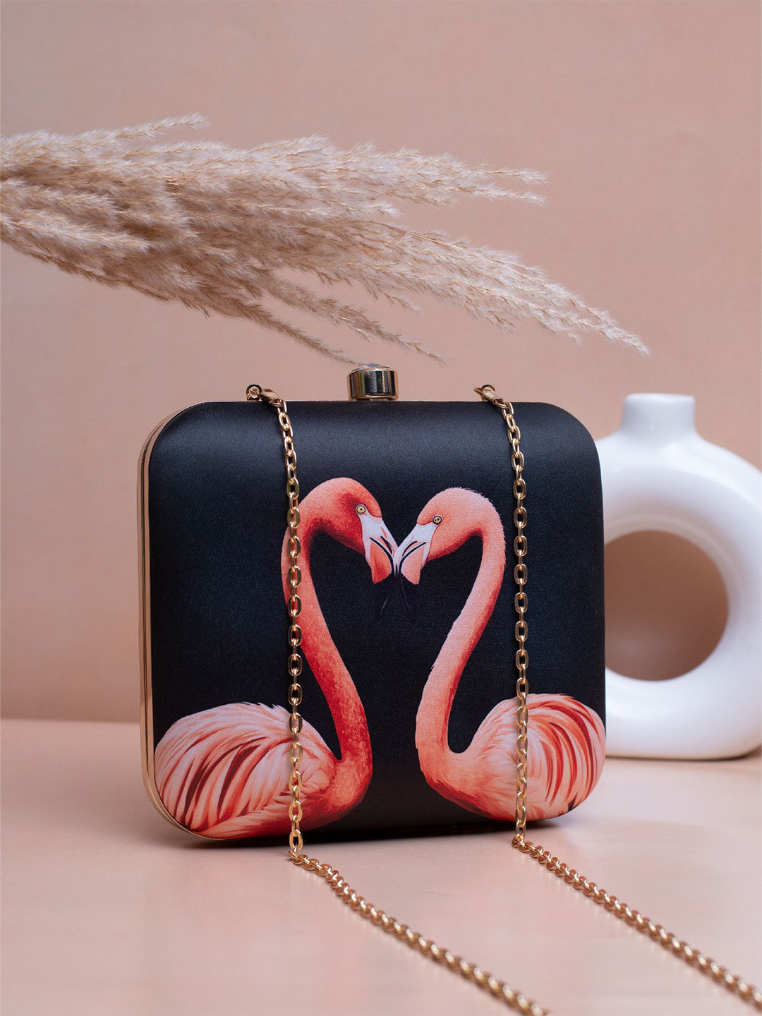 ARTKLIM Flamingos Printed Shoulder Strap Box Clutch