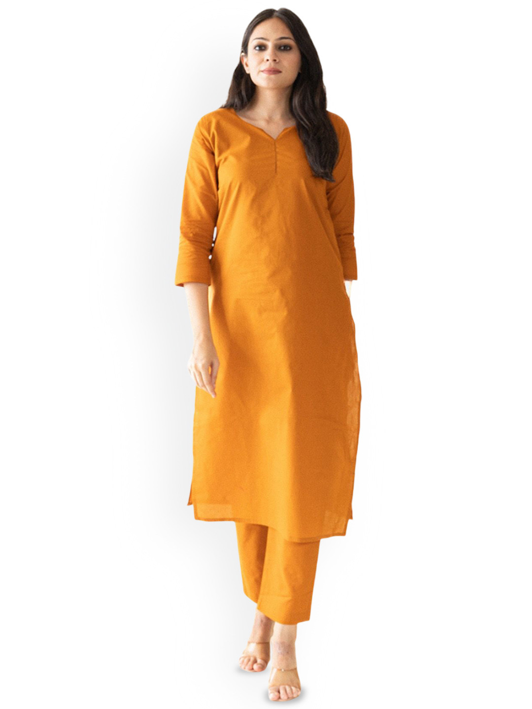Sunoh Studio Cotton Notch Neck Straight Kurta