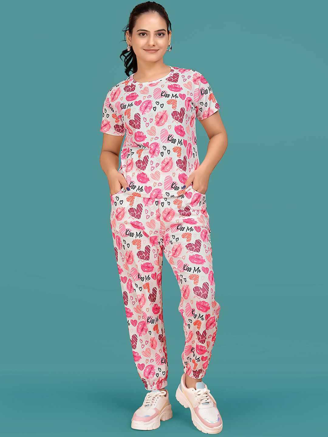 JK Creation Graphic Printed Round Neck T-shirt With Joggers