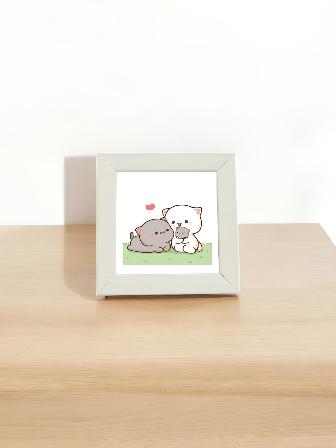 Anikmart White And Grey Self Design Table Top MDF Photo Frame