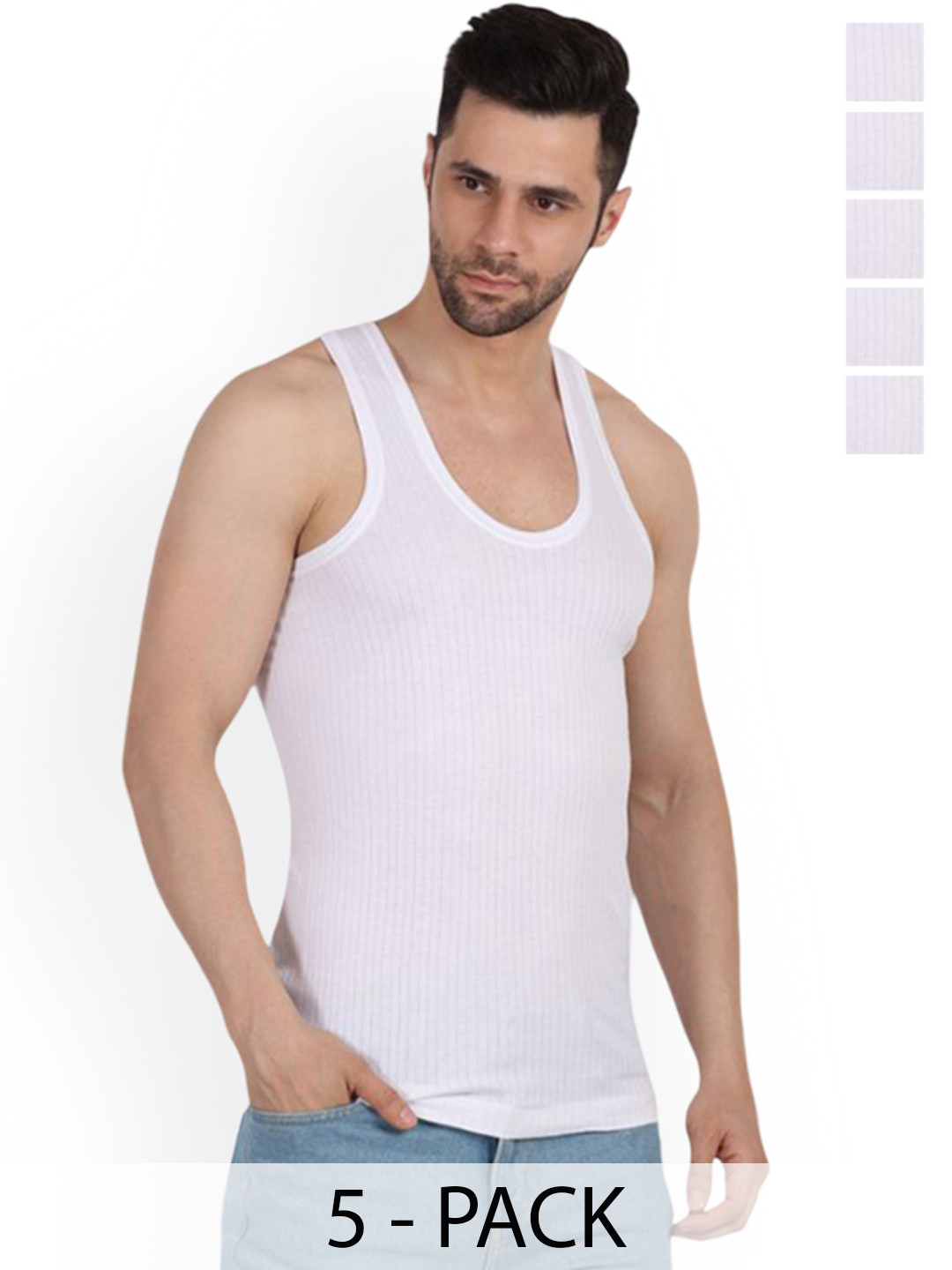 EAZY Men Pack Of 5 Parker Round Neck Vest