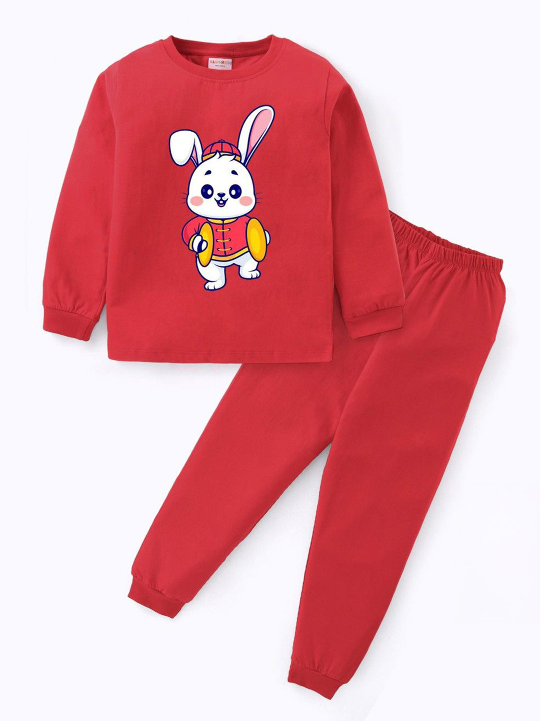 BLUSHES Kids Dancing Rabbit Printed Pure Cotton Night Suit