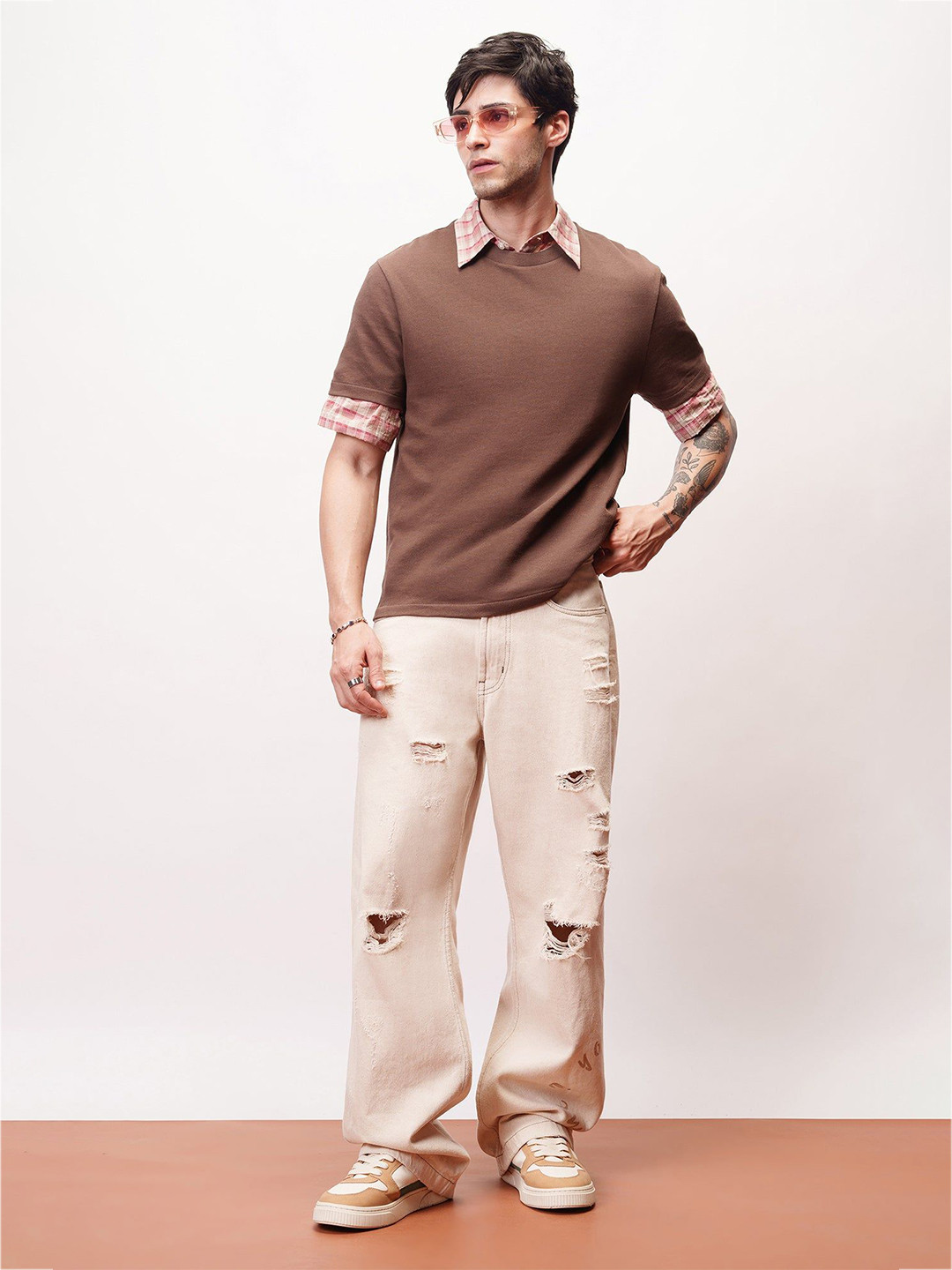 FREAKINS Men Straight Fit Distressed High-Rise Jeans