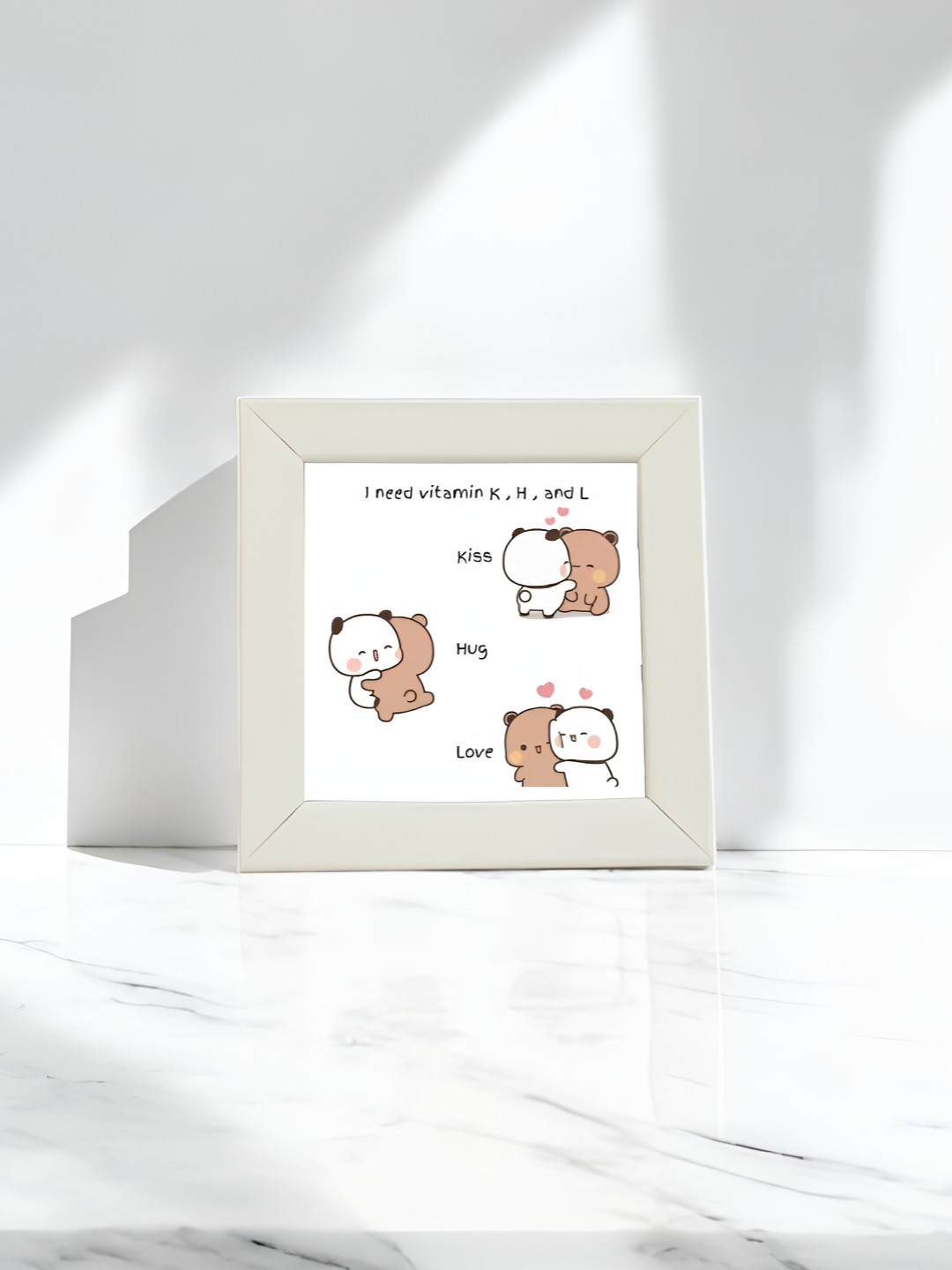 Anikmart White And Brown Self Design Table Top MDF Photo Frame